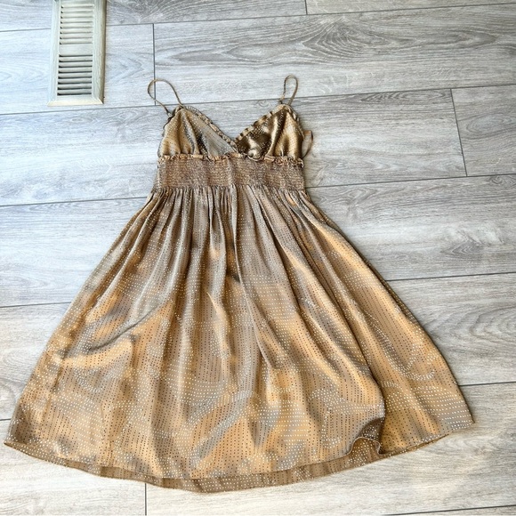 Bcbgmaxazria Pure Silk Ruffles Polka Dots SPAGHETTI Straps Dress - Picture 4 of 13